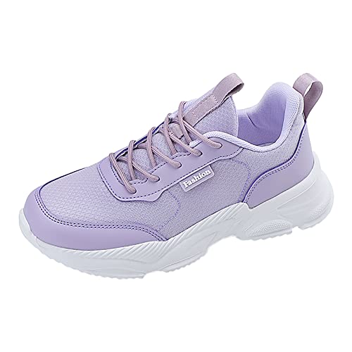 Didadihu Schuhe Damen Sneaker Outdoor Plateau Laufschuhe Straßenlaufschuhe Bequem Turnschuhe Schnürung Orthopädische Air Schuhe Hallenschuhe Tennisschuhe Jogging Mesh Lila 38 von Didadihu