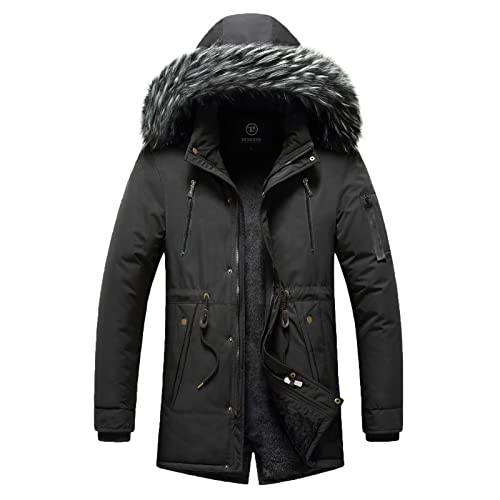 Didadihu Skijacke Herren : Softshell Skijacke Ski Winter Jacket Jacke Norweger Militär Arbeitsjacke Motorradjacke Trainingsjacke Gefütterte Lang,Schwarz,3XL von Didadihu