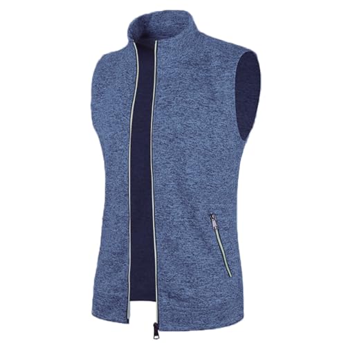 Didadihu Softshell Weste Herren, Ärmellos Weste Kurz Fleeceweste Arbeitsweste Stehkragen Softshell Winterweste Vest Sportweste Gefüttert Plüsch,Marineblau,L von Didadihu