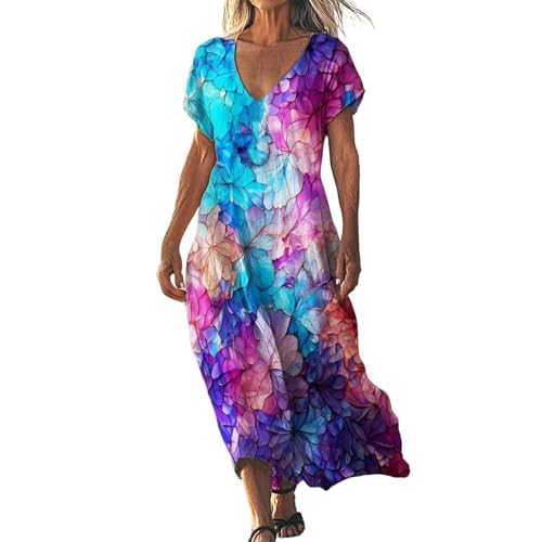 Didadihu Sommerkleid Damen Lang Boho Strandkleid Elegant Maxikleid V-Ausschnitt Kurzarm Sommer Tunika Kleid Leicht Luftig,10 Mehrfarbig,XXL Didadihu Sommerkleid Damen Lang Boho Strandkleid Elegant Maxikleid V-Ausschnitt Kurzarm Sommer Tunika Kleid Leicht Luftig,10 Mehrfarbig,XXL von Didadihu