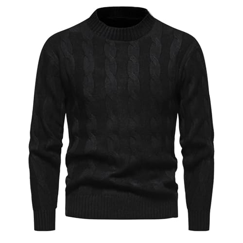 Didadihu Stehkragen Pullover Herren Rundhals Longsleeve Sweater XXL Winterpullover Norweger Rollkragenpullover Regular Grau Rollkragenpullover Rollkragenpulli Wollpullover Slim Fit Hemdkragen von Didadihu