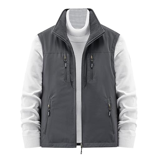 Didadihu Steppweste Herren Winter - Fleece Weste Leichte Arbeitsweste Fleeceweste Ärmellos Schwarz Steppweste Softshellweste Sportweste Gefüttert Slim Fit,Grau,4Xl von Didadihu