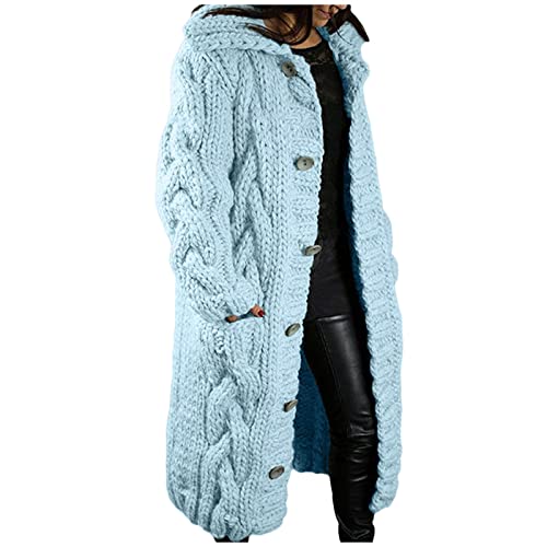 Didadihu Strickjacke Damen, Strickjacken Herbst Langarm Jacke Frauen Outwear Open Front Zopfmuster Pullover Wintermäntel Große Größen Gestrickt Strickcardigan Häkeljacken Coat von Didadihu