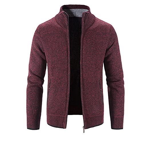 Didadihu Strickjacken Für Herren, Hoodie Strick Festival Cardigan Stehkragen Freizeitjacke Warm Stricken Pullover Cardiganstrickpullover Winter Verdicktes Strickjacke Fleecejacken Kapuzenpullover von Didadihu