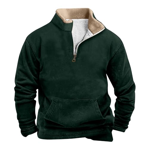 Didadihu Sweatshirt Herren Mit Kragen : Warme 1/4 Zip/Button Sweater Männer Ohne Kapuze Fleeceshirt Winter Winterpullover Mit Kragen Große Größen Troyer Hoodie Hoody 4XL Kragen von Didadihu