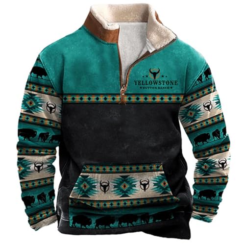 Didadihu Sweatshirt Mit Kragen Herren 1/4 Zip Pullover Ohne Kapuze Baumwolle Fleece Warm Futter Troyer Retro Große Größen von Didadihu