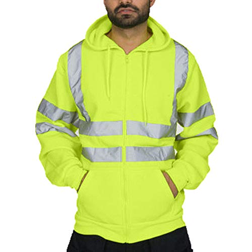 Kapuzenpullover Herren - Reflexstreifen Pullover Arbeitskleidung Sichtbarkeit Sanitation Arbeitsjacke Feldjacke Warnschutz Warnjacke Langarm Winter Arbeitskleidung Kapuzenpulli Straßenarbeitskleidung von Didadihu