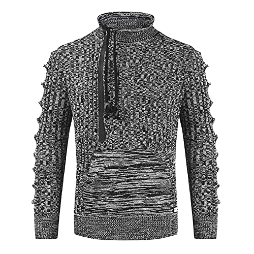 Pulli Herren Mit Kragen Schwarze Strickpullover Turtleneck Sweatshirt Basic Troyer Regular Schwarz Rollkragenpullover Langarmshirt Sweatshirt Einfarbig Dicke von Didadihu