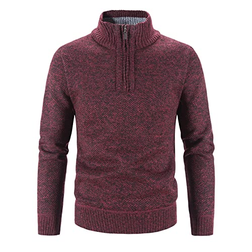 Pullover Herren Winter Warm Stehkragen Feinstrick Pullover Turtleneck Pulli Warm Sweatshirt Dicker Solid Rollkragenpullover Strickjacken Wollpullover Strick Warmer von Didadihu