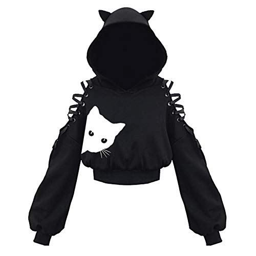 Punk Kleidung Damen, BTS Hoodie Emo Kleidung Virgin Killer Sweater Japanische Schuluniform Punk Clothes Emo Clothes Kawaii Hoodie Kawaii Kleidung Crop Tops Damen Coole Klamotten Für Jugendliche Mädch von Didadihu