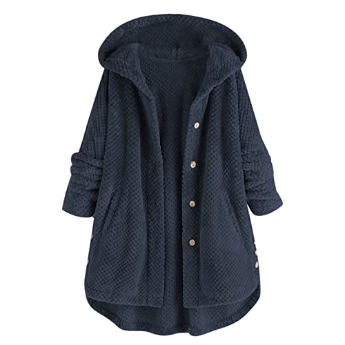 Teddyjacke Damen , Dicke Kapuzenpullover Gemütliche Karierte Wintermantel Weichem Winterjacke Kuschelfleece Plüsch Elegant Kuscheljacke Outwear Flauschige Winterjacken Wintermantel Fleecejacken von Didadihu