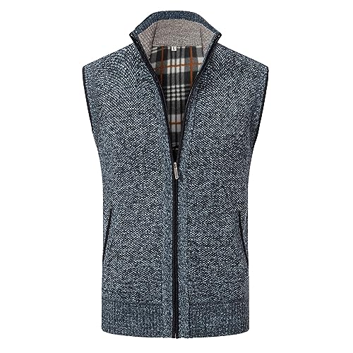 Thermo Weste Herren, Gefüttert Ärmellos Jacke Warm Steppweste Winterweste Freizeit Leichte Fleeceweste Sportweste Pufferweste Herbst Winter Slim Fit,Blau,Xl von Didadihu