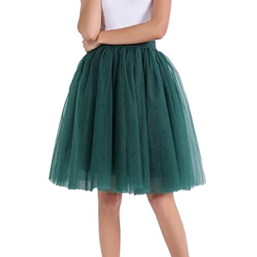 Tüllrock Damen Unterrock Tütü Rock Hohe Taille Elastische Petticoat Tüllrock Party Rockabilly Tüll Rock Midirock Crinoline,AG,M von Didadihu