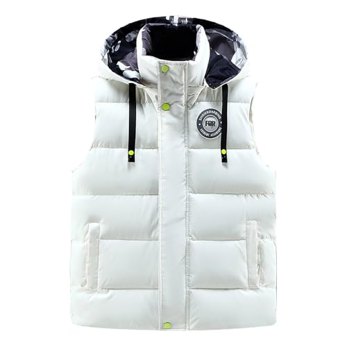 Winddicht Freizeit Softshell Weste Herren Thermo Ärmellose Weste Hybrid Gefütterte Dicke Steppweste Arbeitsweste Ärmellos Fleecejacke,Weiß,3XL von Didadihu