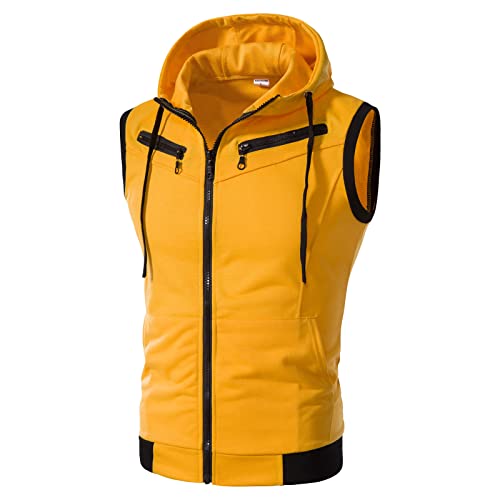 Winter Mit Stehkragen Steppweste Freizeit Gefütterte Steppweste Freizeit Winddicht Mit Kapuze Weste Anglerweste Laufweste,Gelb,3XL Winter Mit Stehkragen Steppweste Freizeit Gefütterte Steppweste Freizeit Winddicht Mit Kapuze Weste Anglerweste Laufweste,Gelb,3XL von Didadihu