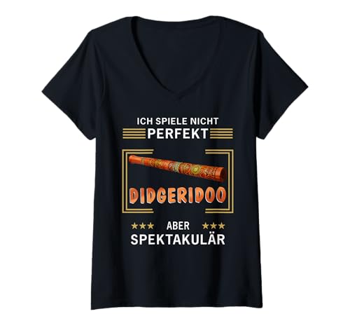 Damen Eindrucksvolles Didgeridoo Aborigines Blasinstrument T-Shirt mit V-Ausschnitt Damen Eindrucksvolles Didgeridoo Aborigines Blasinstrument T-Shirt mit V-Ausschnitt von Didgeridoo Aborigines Blasinstrument Musiker Musik