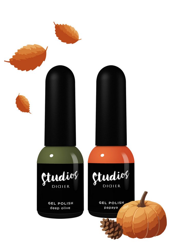 Didier Lab Nagellack-Set Gel Polish Deep Olive + Papaya, Intensives Pigment von Didier Lab