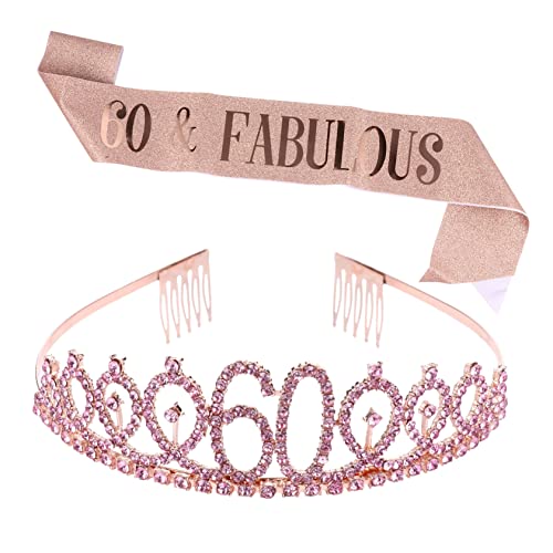 Didiseaon 1 Satz 2 Stück Krone zeremonieller Gürtel Party Königin Geburtstagskrone Schärpe Dekoration Junge Kind Tiara Geburtstagsfeier Krone Geburtstagsschärpe Stoff Golden von Didiseaon