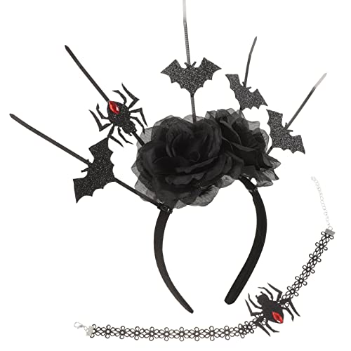 Didiseaon 1 Satz Dunkelrosa Spinnen-Set Cosplay-Stirnband mexikanische Kleidung Gothic-Kleidung Halsketten Spinnen-Stirnband für Frauen Gothic-Accessoires Hörner Kopftaste von Didiseaon