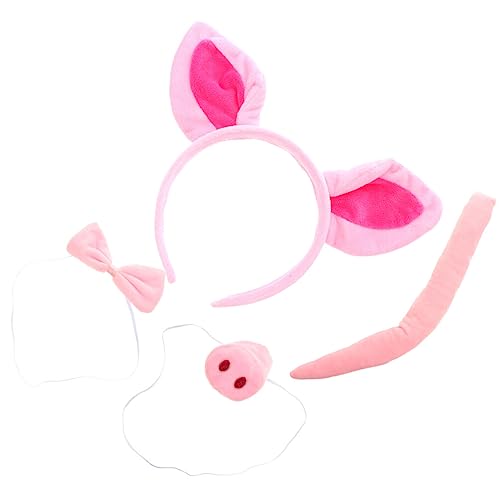 Didiseaon 1 Satz Schweinenase Stirnband Halloween Tier Stirnband rosa Stirnband 4er Set falsche Nase Frackkostüm Schwänze Stirnband Tierkostüm Super weich von Didiseaon