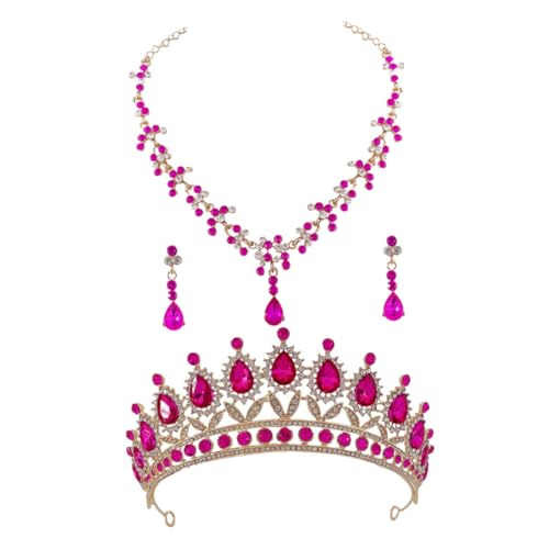 Didiseaon 1 Satz Ohrringen Halskette Glitzernde Rhinestone Tiara für Hochzeiten Festliche Anlässe Perfektes Brautschmuck für Unvergessliche von Didiseaon