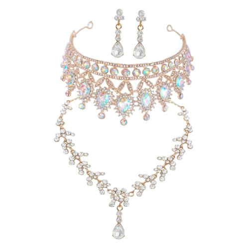 Didiseaon 1 Satz Tiara mit Ohrringen Halskette für Hochzeiten Geburtstagsfeiern Bälle Leicht Komfortabel Verarbeitung Perfektes Accessoire für Damen von Didiseaon