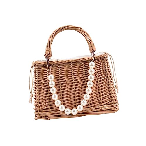 Didiseaon 1 Stück Aus Gewebte Perlenhandtasche Modische Perlen Strohtasche Perlen Einkaufstasche Damen Strohhandtasche Damen Sommer Strohtasche Trendige Strandtasche Strand von Didiseaon