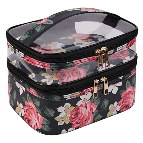 Didiseaon 1 Stück Kosmetiktasche Schicht faltbar Kapazität Dual undurchlässig gesteppt Damen Schminktasche Make-up-Tasche Reisen Tragbare Make -up -Tasche Make -up -Tasche für die Reise PVC von Didiseaon