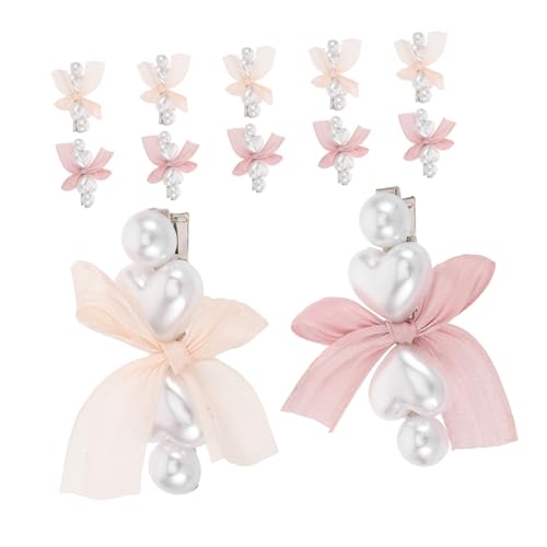 Didiseaon 12 Haarspangen Mit Schleife: Perlenschleife Für Damen – Seitliche Haarnadel in Entenschnabelform Mit Schleife – Kopfbedeckung, Frisuren-accessoires Für Mädchen von Didiseaon