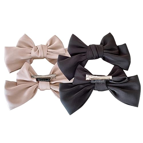 Didiseaon 2 Paare Haarschleifen Haarklammern für Mädchen Langlebige Bowknot Haarspangen in Hellkaffee und Schwarz Komfortable Haaraccessoires für Festtage und Alltag Geeignet für Dickes und von Didiseaon