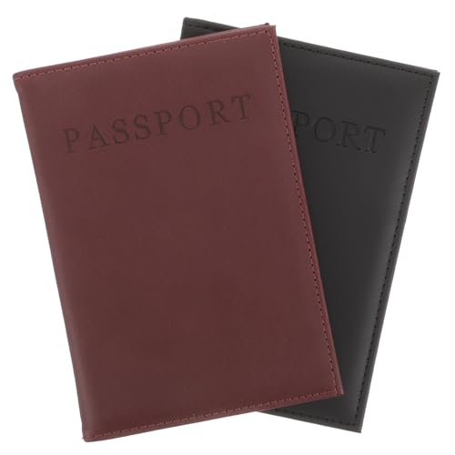 Didiseaon 2 Stück PU Kunstleder Reisepasshülle mit Kartenfächern Multifunktionaler Reiseunterlagen Organizer Robustes Leichtes Passport Cover für Herren und Damen Schwarz Braun von Didiseaon