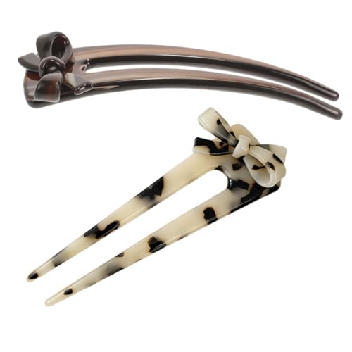 Didiseaon 2 Stück Teiliges U förmiges Haarnadel Hautfreundlichem Acetat mit Elegantem Schleifen design Vielseitiger Haarschmuck für Damen Geeignet für Hochzeit Alltag und Dickes Haar von Didiseaon