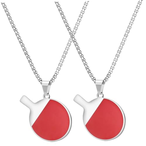 Didiseaon 2 Stück Tischtennis Anhänger Halskette Damen Herren Titanium Sport Schmuck Modisch Langlebig Kette für Familie Freunde von Didiseaon