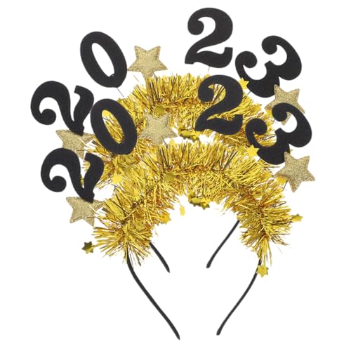 Didiseaon 2 Stück Year Party Haarreifen Teilig Goldene Silvester Stirnbänder mit Sternen Neujahrs Kopfschmuck Foto Requisiten für Erwachsene Festliche Feier von Didiseaon