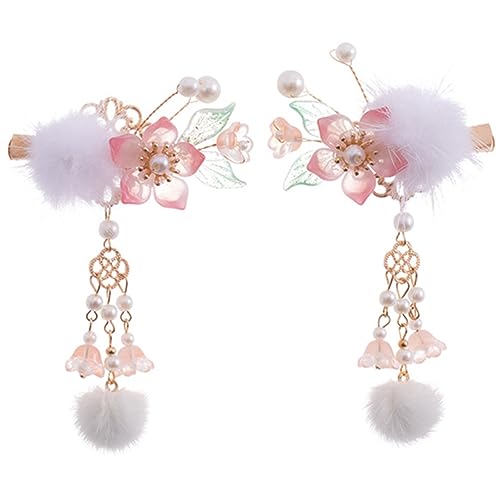 Didiseaon 2stücke Blumen-haarspangen Mit Perlen Und Plüschbälle Für Frauen Mädchen Und Junge Mädchen Mit Hängenden Quasten Elegantes Haarschmuck Für Jeden Anlass von Didiseaon