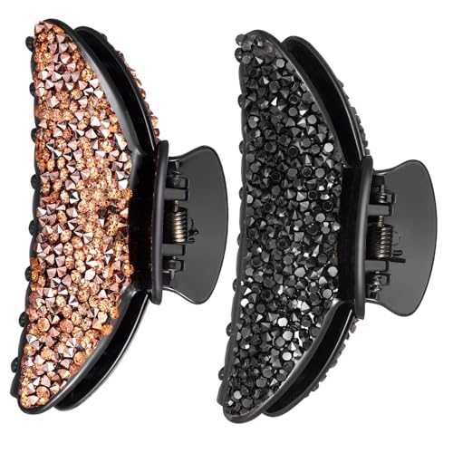 Didiseaon 2stücke Große Haarklammern Resin Mit Haarspangen Für Damen Und Mädchen Schwarz Champagner Robust Haarstruktur Für Verschiedene Frisuren von Didiseaon