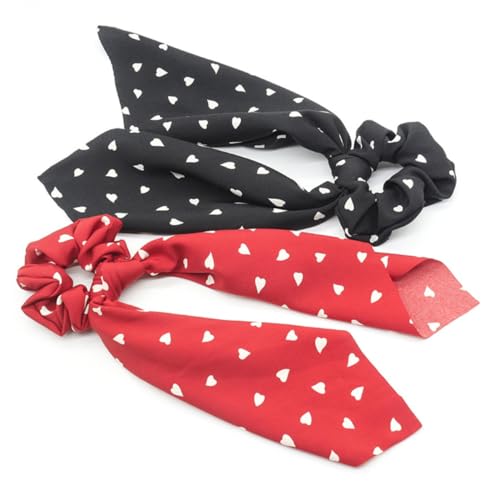 Didiseaon 3 Stück Elastische Haargummis mit Herzmuster Schonende Ponytail Halter aus Strapazierfähigem Material Dekorative Haarschleifen in und Dunkel Rot für Damen und Mädchen von Didiseaon