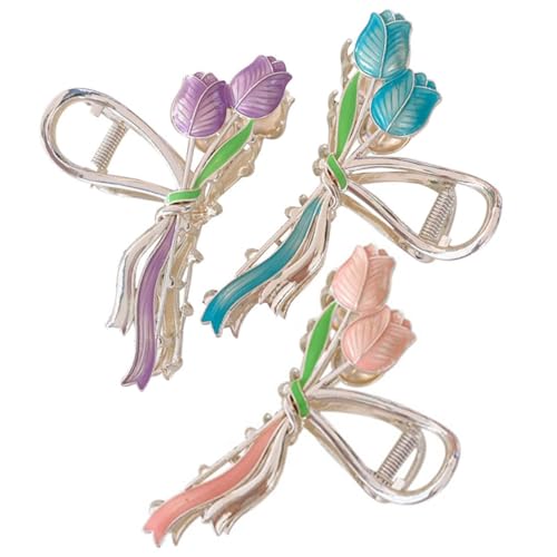 Didiseaon 3 Stück Tulpe Haarspange Haarspangen Mini Funkeln Schnappen Krawatten Gänseblümchen-haarspangen Haarbürste Für Frauen Orchidee Haarspange Barrette Haarklammern Legierung von Didiseaon