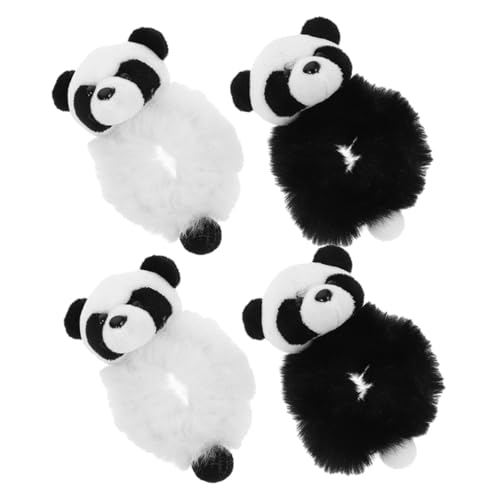Didiseaon 4 Stck Teiliges Plüsch Panda Haargummi Weiche Elastische Haarschleifen Flauschige Haarbänder für Frauen und Mädchen Rutschfeste Ponytail Halter Niedliche Haarschmuck für von Didiseaon