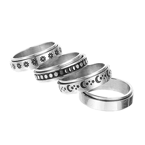 Didiseaon 4 Stück Rotierbare Ringe Titanstahl Stern Design für Verlobung Hochzeit Leicht Hautfreundlich von Didiseaon