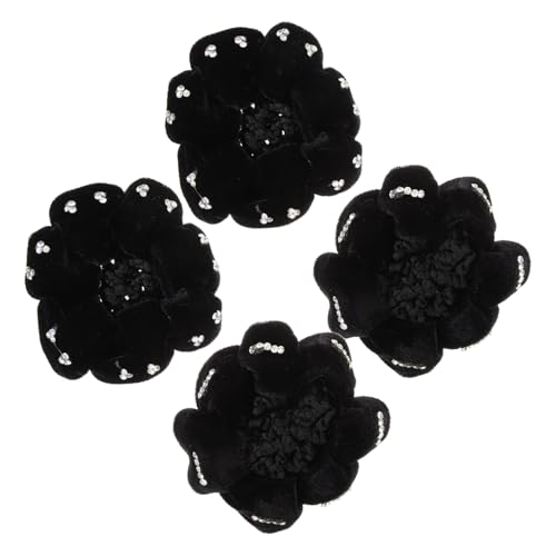 Didiseaon 4 Stück Schwarzes Haarnetz Dutt mit Glitzersteinen Samt Haarnetz für Damen Haardutt Zubehör für Ballett Krankenschwester Tänzerinnen Langlebig und Einfach zu Verwenden von Didiseaon