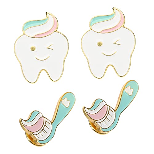 Didiseaon 4 Stück Teiliges Niedliche Zahnbroschen Emaille Anstecknadeln für Kleidung Rucksäcke Hüte Broschennadeln für Party von Didiseaon