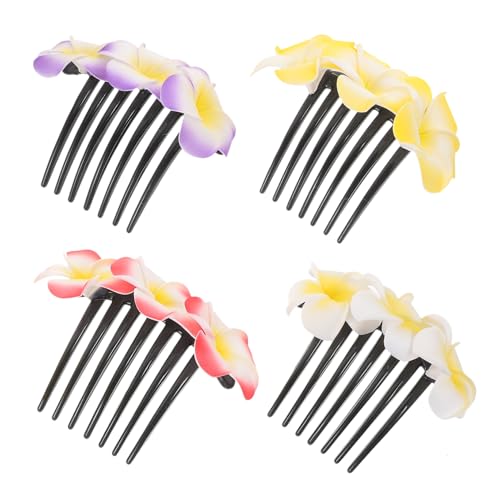 Didiseaon 4 Stück Teiliges Plumeria Haarspangen Damen Bunte Blumen Haarkämme Leichtes Haarschmuck für Hochzeit Braut Mädchen Festliche Frisuren Zubehör von Didiseaon