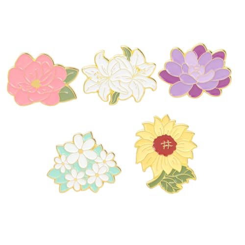 Didiseaon 5 Stück Filigrane Blumenbroschen Sonnenblume und Lilie Anstecknadeln Modische Kleid Schmuck Accessoires Geschenkidee von Didiseaon