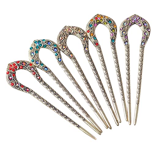 Didiseaon 5 Stück Teiliges Retro Haarnadeln mit Strasssteinen U Förmige Haargabeln für Lange Haare Haarklammern Haarschmuck für Damen Geeignet für Dutt und Alltag von Didiseaon