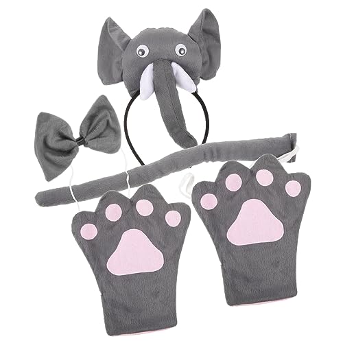 Didiseaon 5stücke Handgefertigtes Elefantenkostüm-set Mit Cartoon-kopfschmuck Festbedarf Für Kostümpartys Und Halloween-feiern Inklusive Ohren Nase Schleife Und Handschuhe von Didiseaon