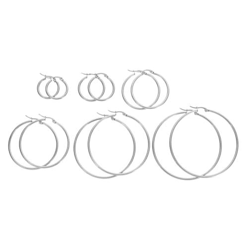 Didiseaon 6 Paare Große Punk Hoop Ohrringe Titanstahl für Partys Musikfestivals Teenager Schmuckstücke von Didiseaon