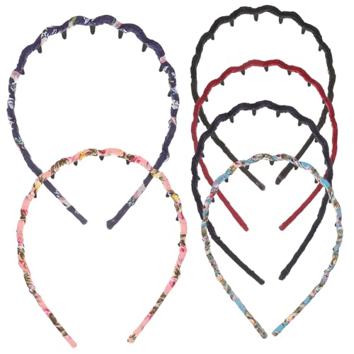 Didiseaon 6 Stück Haarreifen mit Wellenmuster Unisex Stirnbänder aus Langlebigem Kunststoff und Rutschfest für Sport Freizeit Partys Geeignet für Damen und Herren von Didiseaon