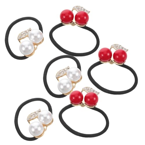 Didiseaon 6stücke Seil Dehnbar Haargummis Mit Perle Und Kirsche Verzierung Für Frauen Pferdeschwanz Clip Accessoires Süß Für Valentinstag Kopfschmuck Französisch Halter Band Große von Didiseaon