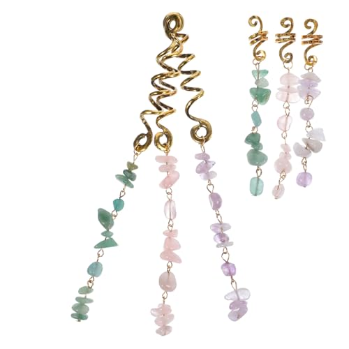 Didiseaon 6 Stück Teiliges Haarschmuck mit Jade Perlen Bunte Dreadlock Charms und Haarring Braids Leichtes Zubehör für Alltag Party Cosplay für Damen und Mädchen von Didiseaon